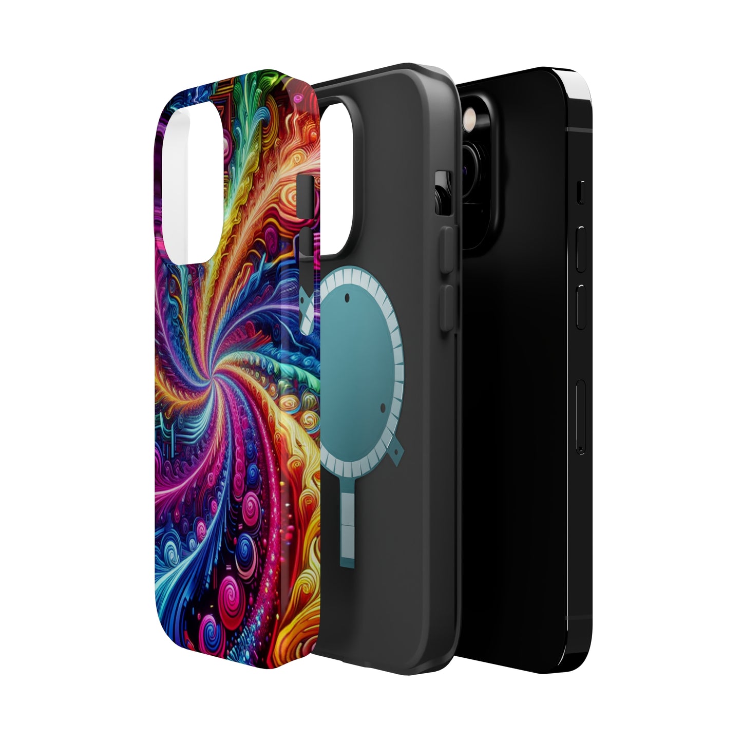 Infinite Neon Ravelry. Neon Trippy Infinity Patterns Premium Art Magsafe Magnet Tough IPhone 13 14 15 Pro Plus Max and Mini in Matte and Glossy Phone cases