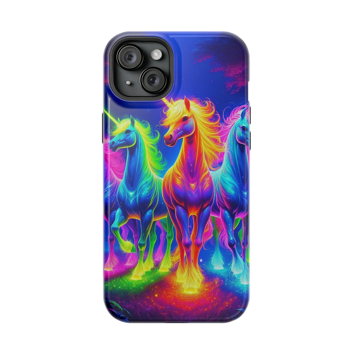Neon Mystic Magicians Neon Unicorns Premium Art Magsafe Magnet Tough IPhone 13 14 15 Pro Plus Max and Mini in Matte and Glossy Phone cases