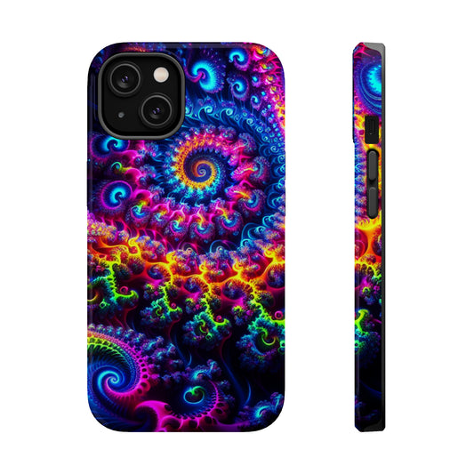 Twilight Infinyscape Neon Trippy Infinity Patterns Premium Art Magsafe Magnet Tough IPhone 13 14 15 Pro Plus Max and Mini in Matte and Glossy Phone cases