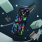 "Neon Burst Wonderland". Neon Butterflies and Mushrooms Premium Art Magsafe Magnet Tough IPhone 13 14 15 Pro Plus Max and Mini in Matte and Glossy Phone cases