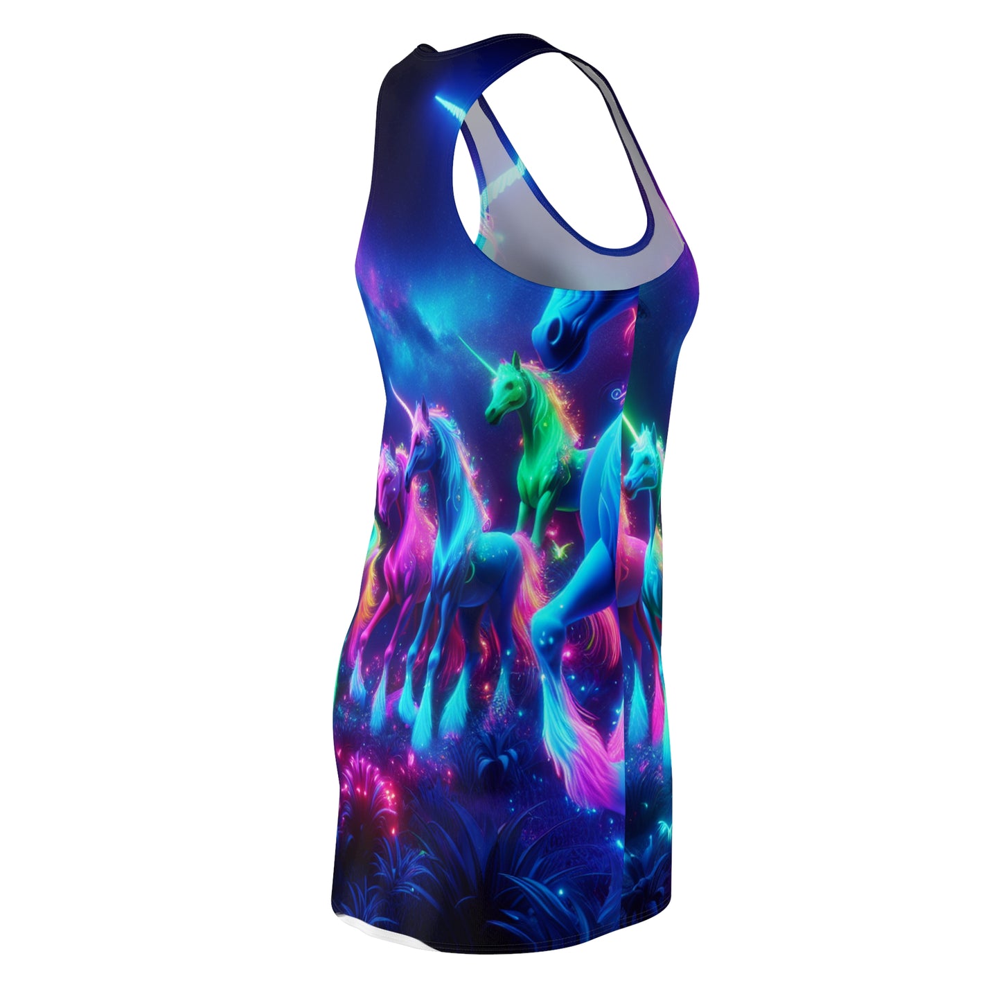 Vibrant Neon Unicorn Dreamscape Neon Unicorns Racerback Dress