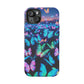 "Fantasia of Neon Butterflies" Neon Butterflies Premium Art Magsafe Magnet Tough IPhone 13 14 15 Pro Plus Max and Mini in Matte and Glossy Phone cases