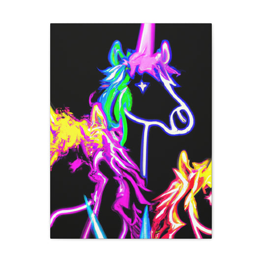 "Vibrant Neon Magic" NEON Unicorns Art Canvas