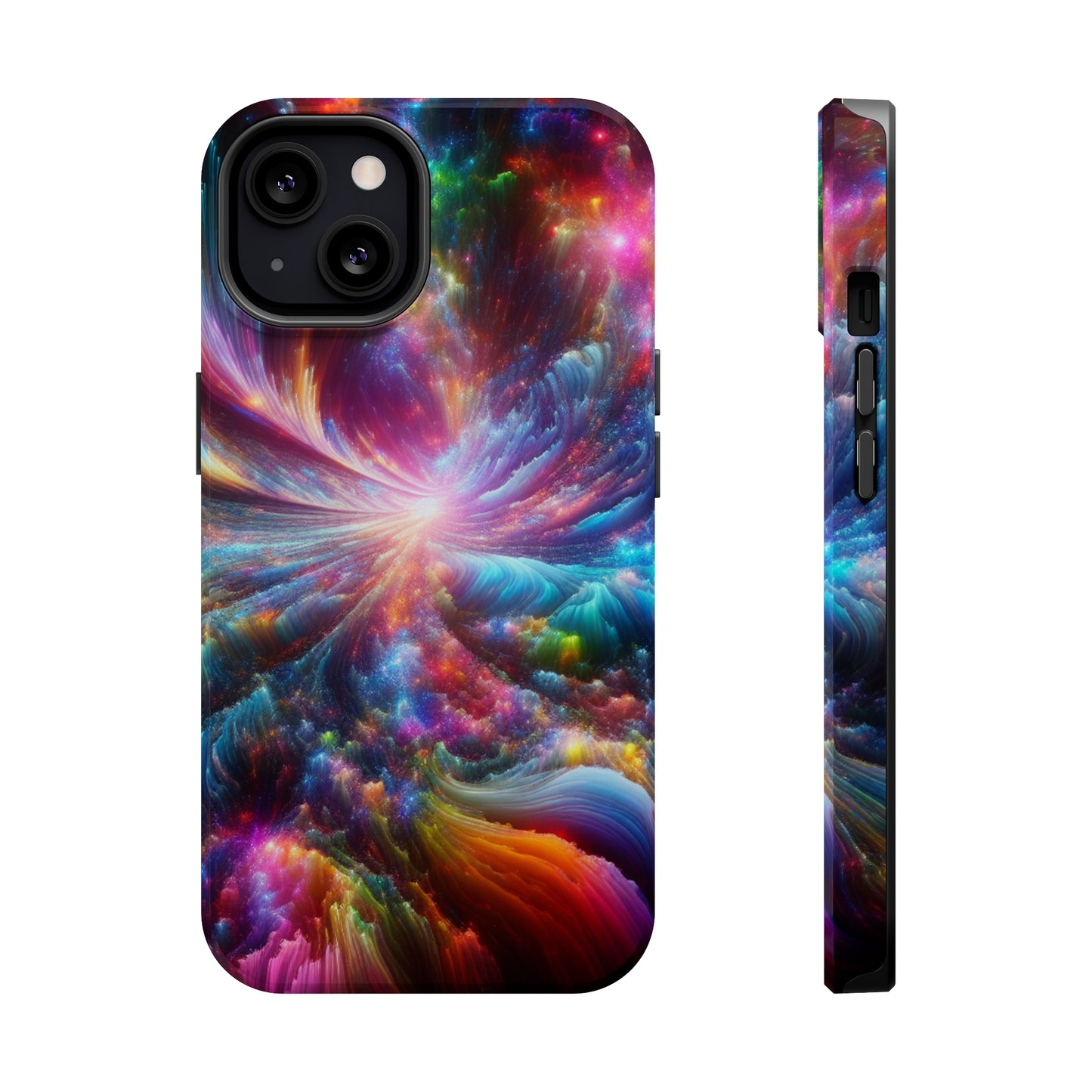 Neon Infinity Chromadrift. Neon Trippy Infinity Patterns Premium Art Magsafe Magnet Tough IPhone 13 14 15 Pro Plus Max and Mini in Matte and Glossy Phone cases