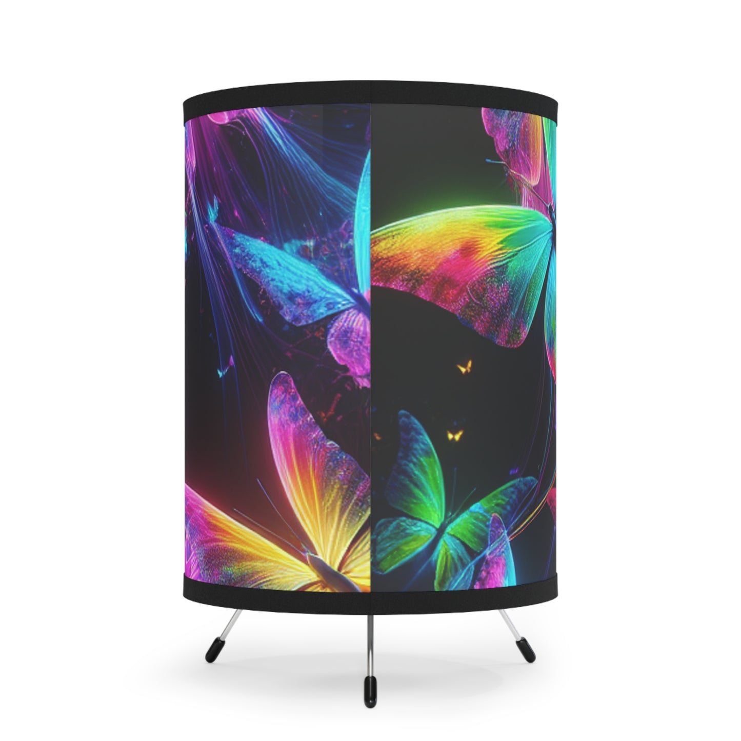 Neon Flutteraby Splendor - NEON Butterflies Art Tripod Lamp