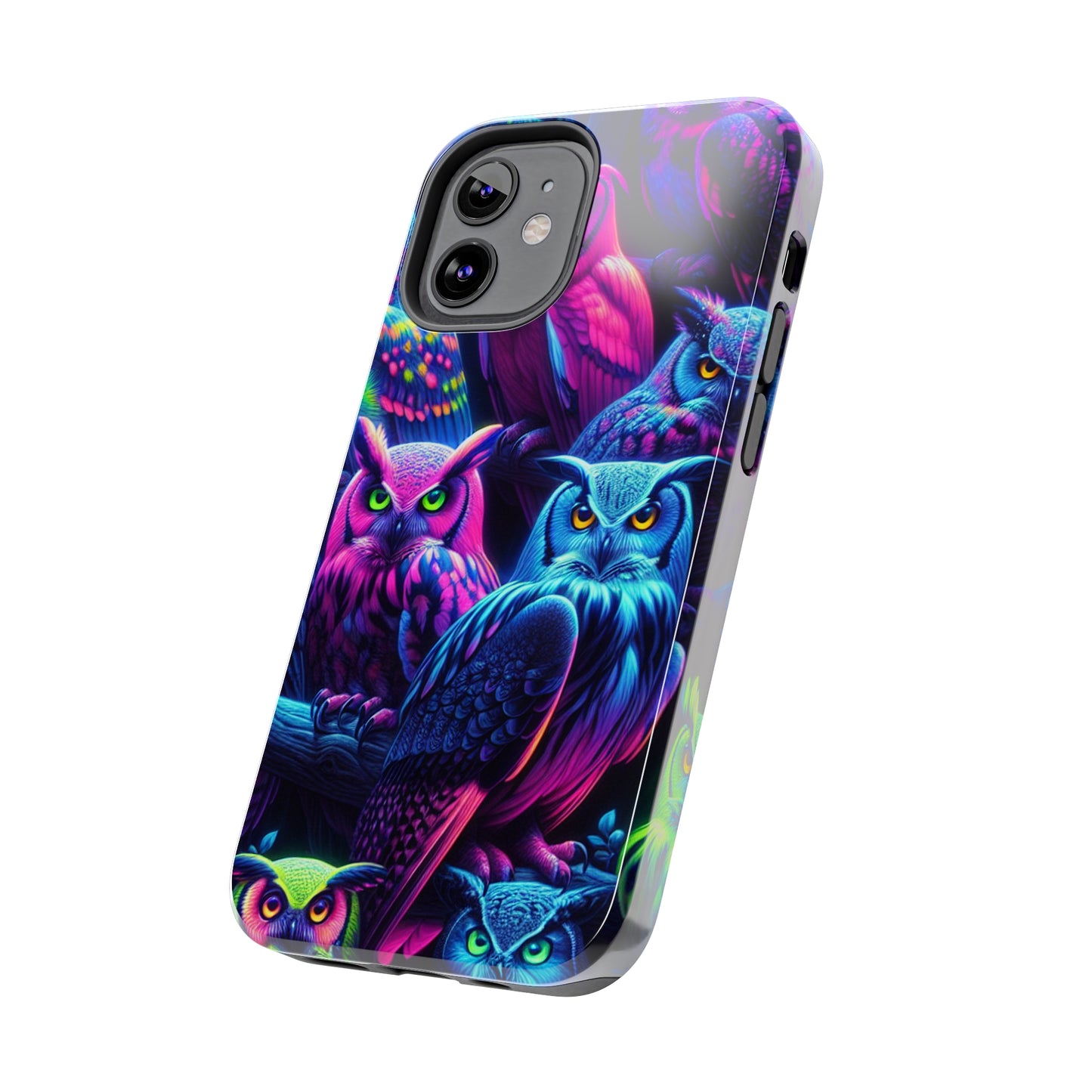 "Vivid Neon Nocturnal Symphony" NEON Owls Tough Phone Case