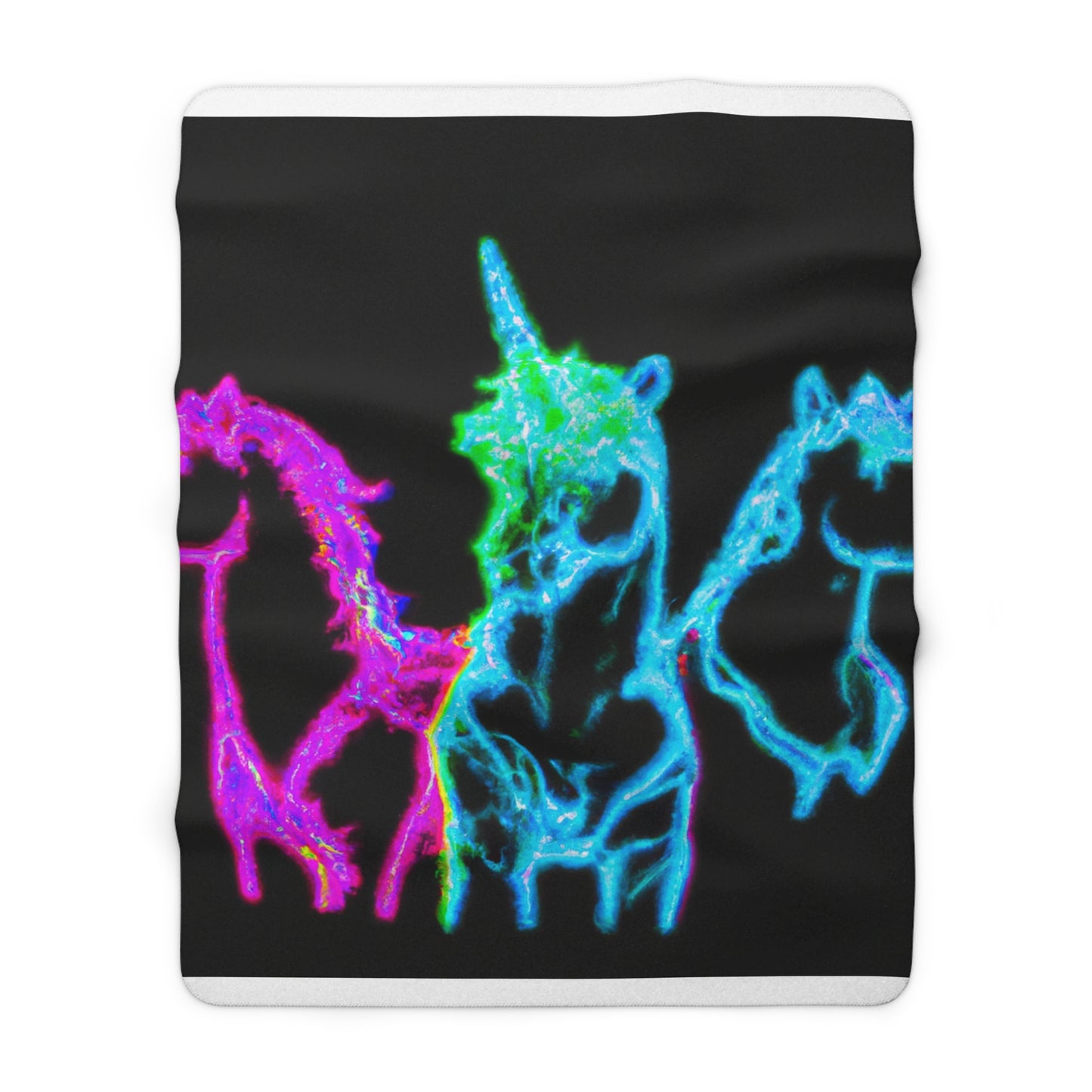 "Neon Dreamers" - NEON Unicorns Art Sherpa Blanket
