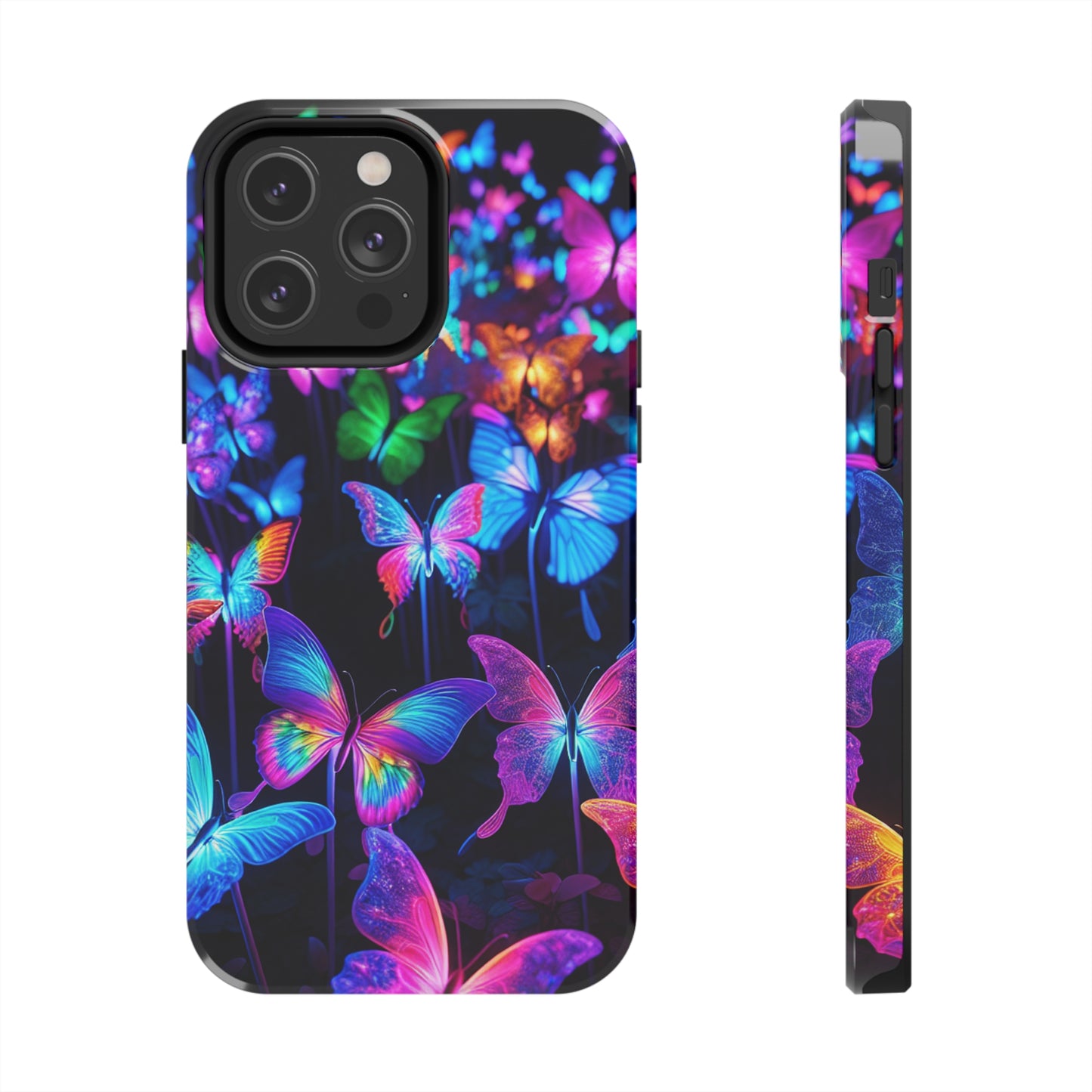 "Neon Flutterby Lights" NEON Butterflies Tough Phone Case