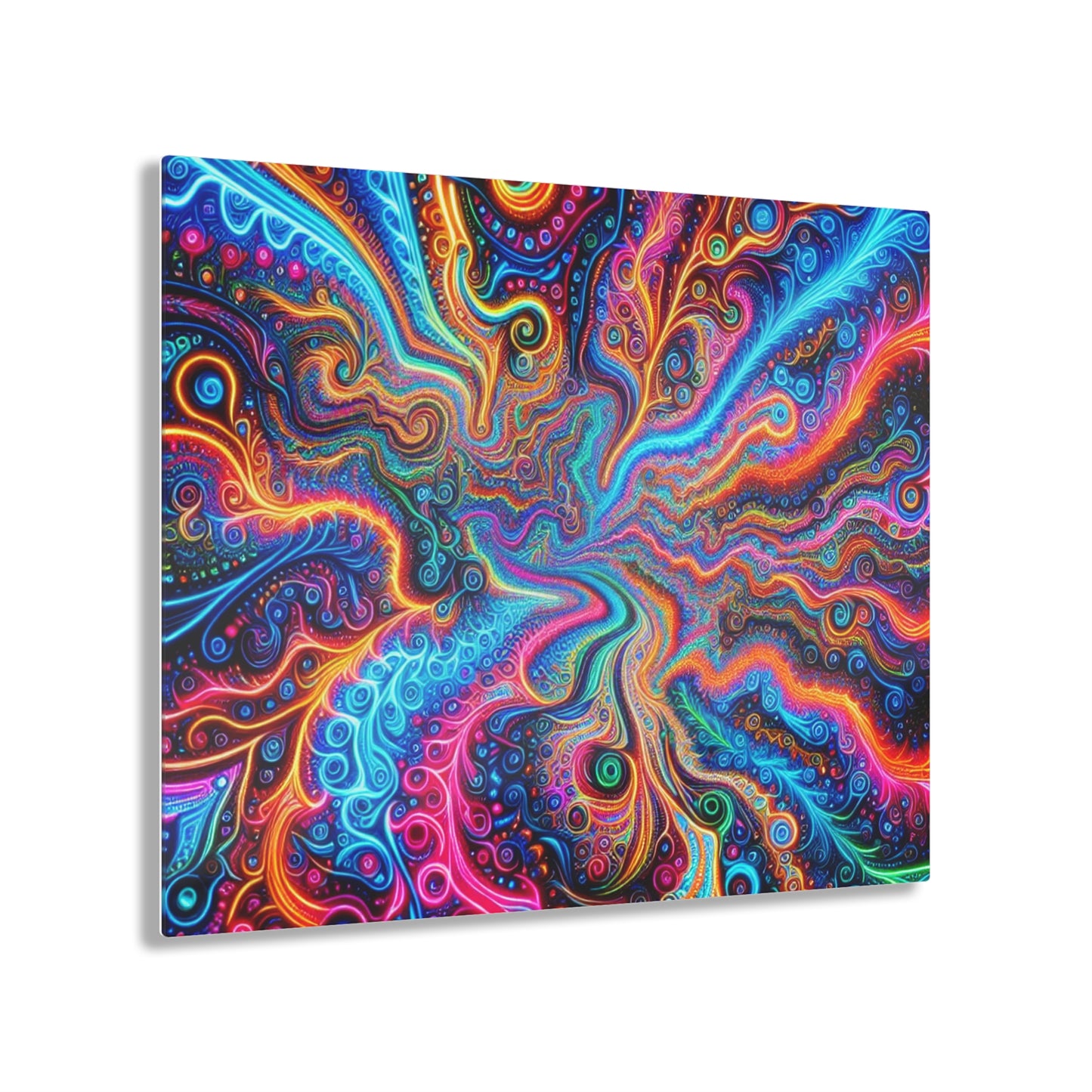 Vivacious Vortex of Neon Infinity. Trippy infity Pattern 1/4" Glossy Acrylic Art