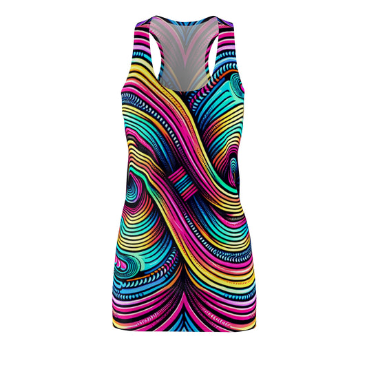 Vortex of Vibrant Neon Infinity. Trippy Infinity Patterns Racerback Dress
