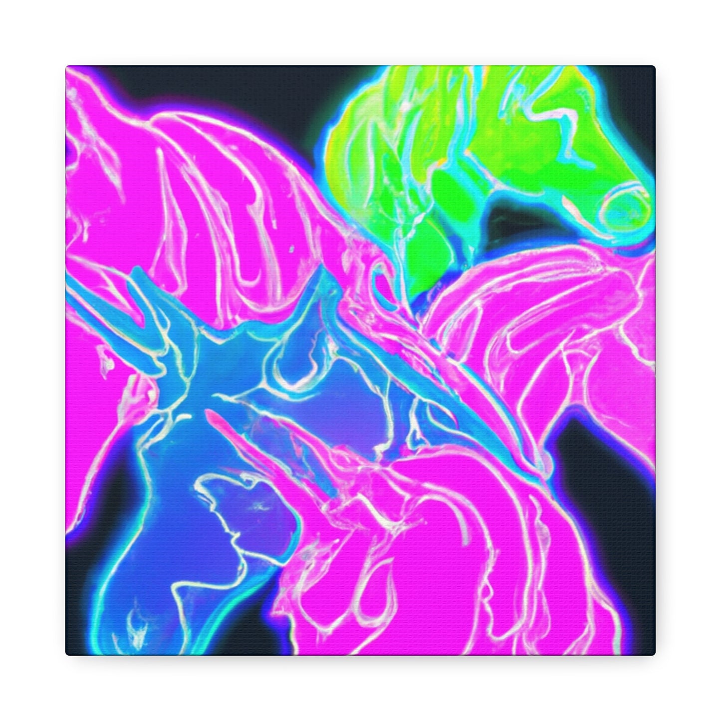 Neon Flurry Unicorns. NEON Unicorns Art Canvas