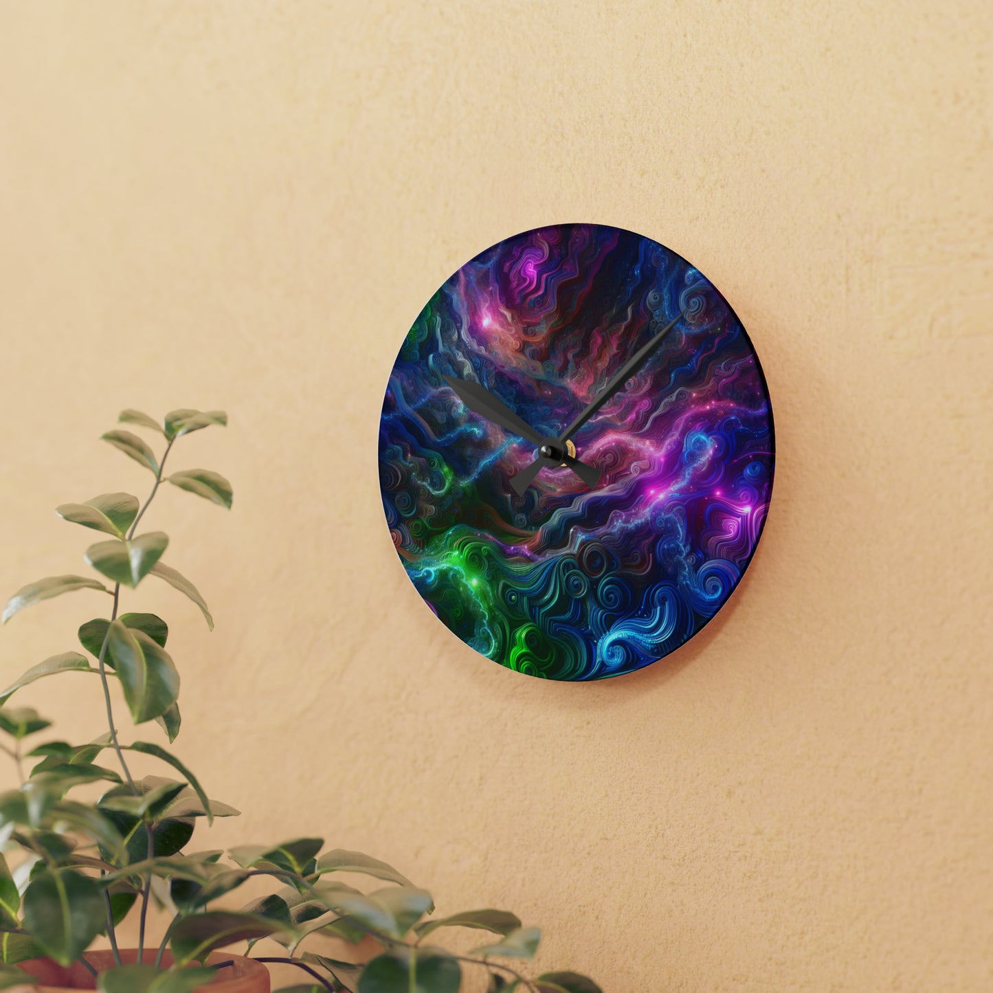 Neon Infinity Vortex. Infinity Patterns Art Acrylic Clock