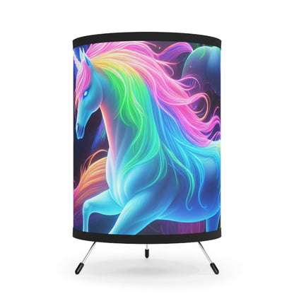 "Neon Rainbow Splendor" - NEON Unicorns Art Tripod Lamp