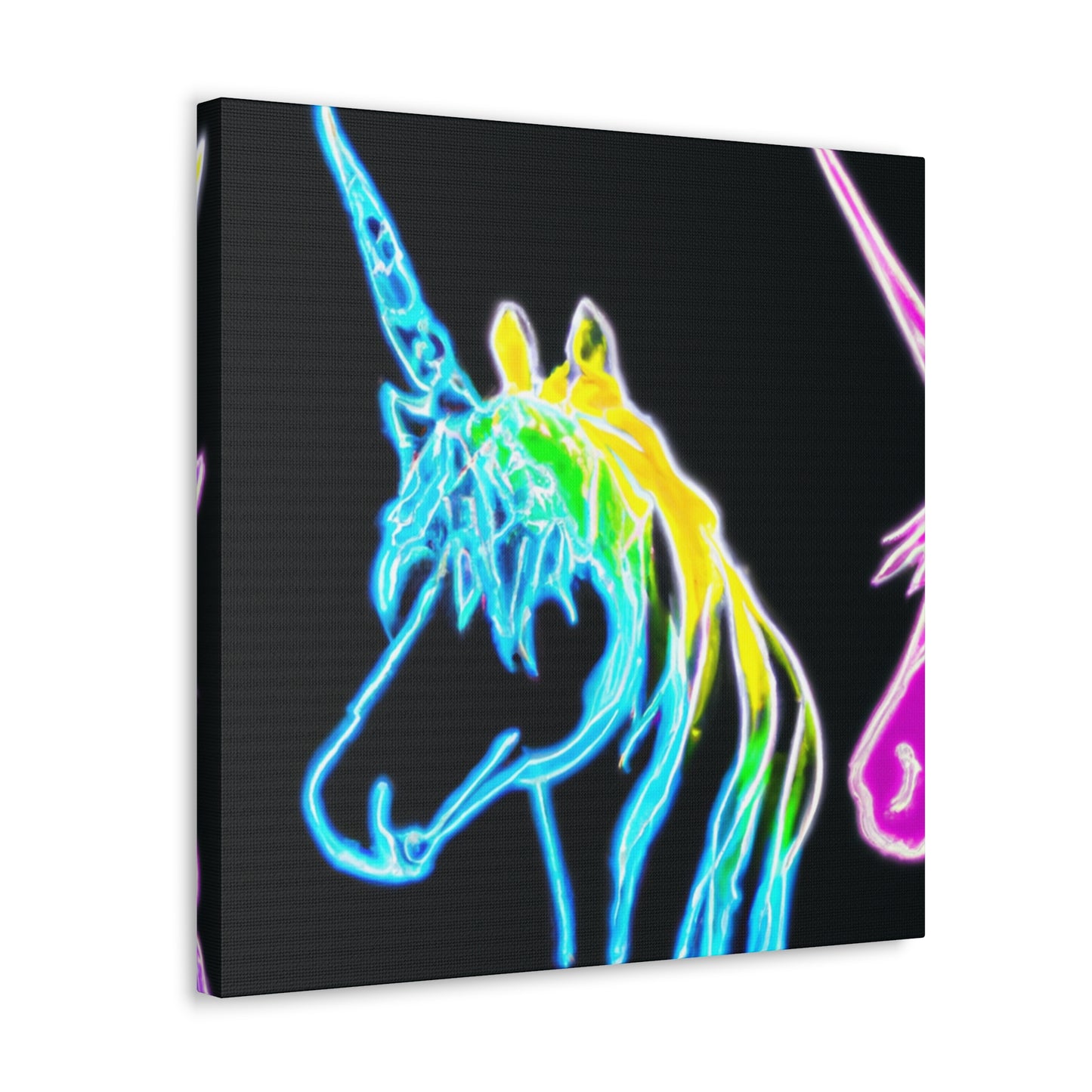 "The Glowing Rainbow Herd" NEON Unicorns Art Canvas