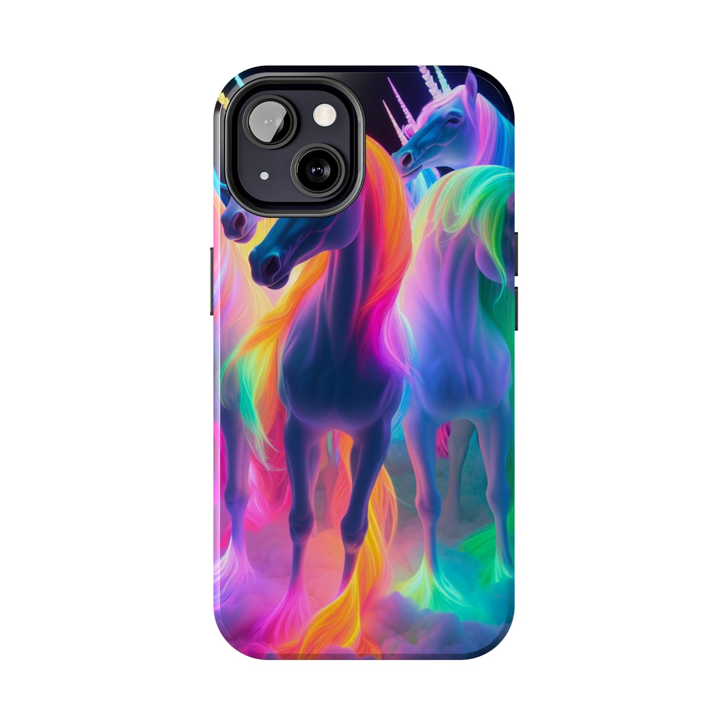 Vividly Rainbow Dreaming NEON Unicorns Tough Phone Case