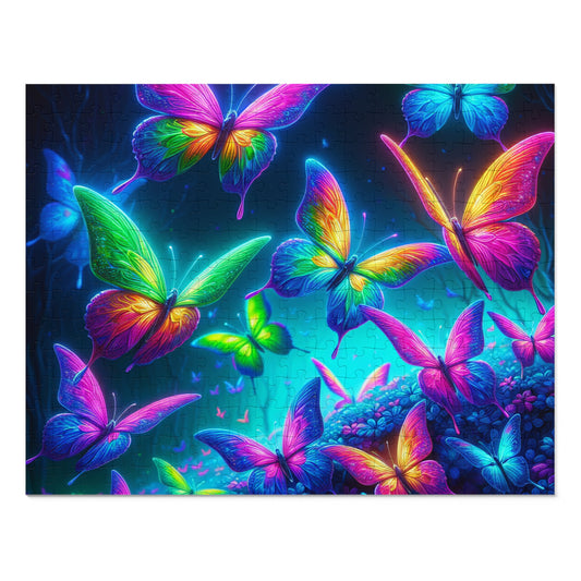Neon Flutter. - Neon Butterflies Puzzle30, 110, 252, and 1000 Pieces