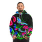 "Neon Chromelight" - Butterflies & Mushrooms AOP Hoodie