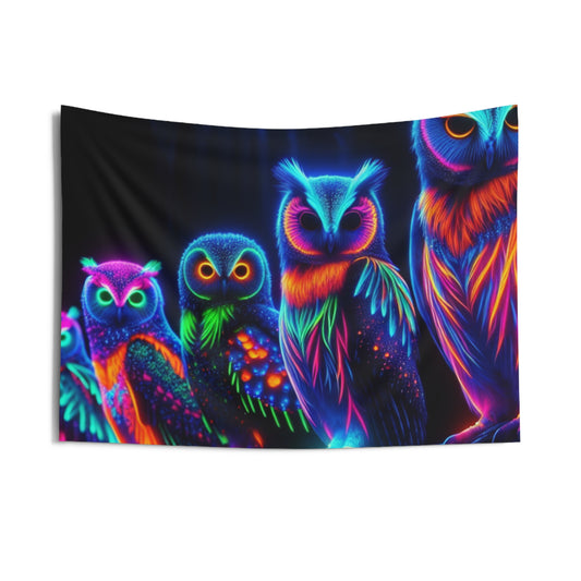 Neon Nightowls. NEON Owls Art Tapestry