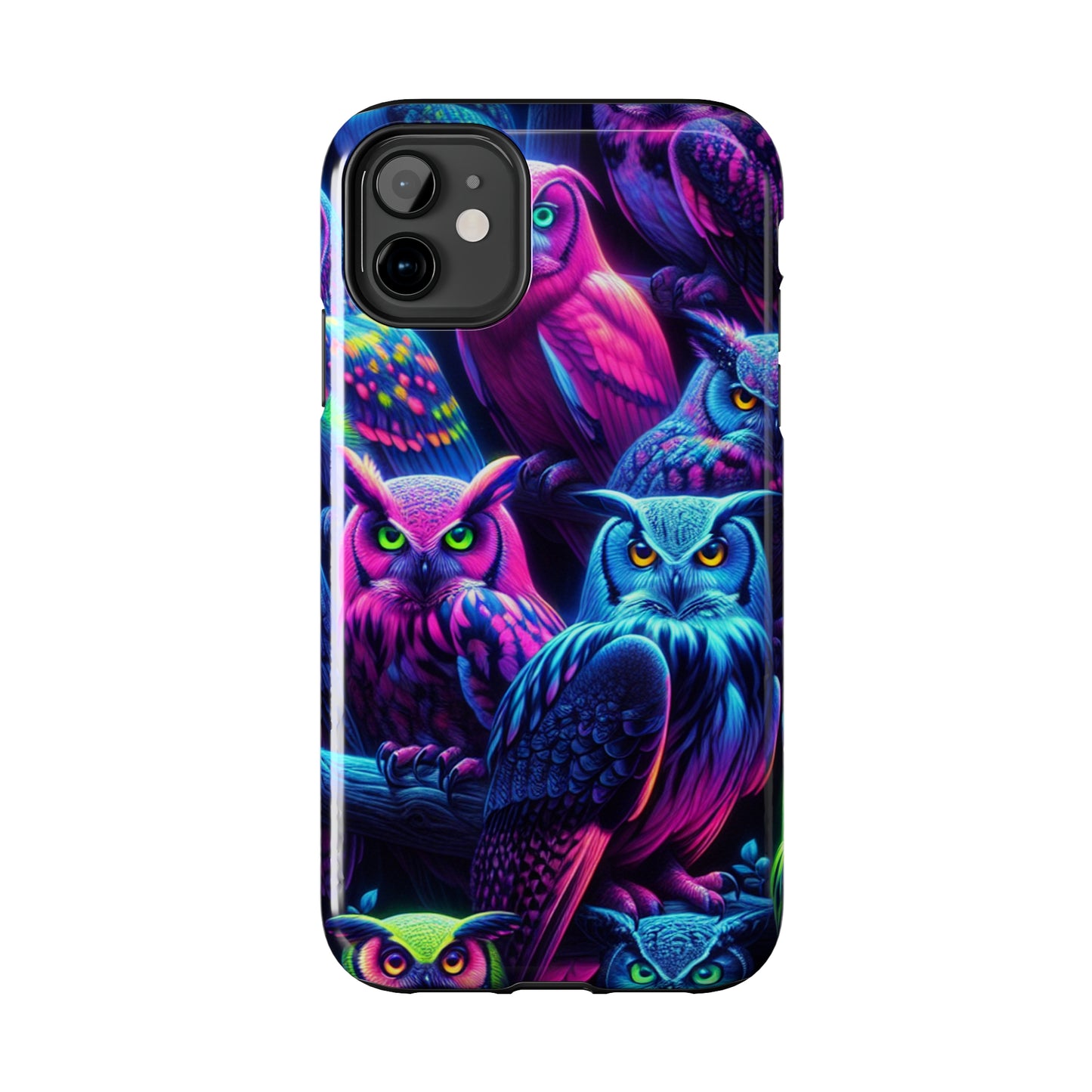 "Vivid Neon Nocturnal Symphony" NEON Owls Tough Phone Case
