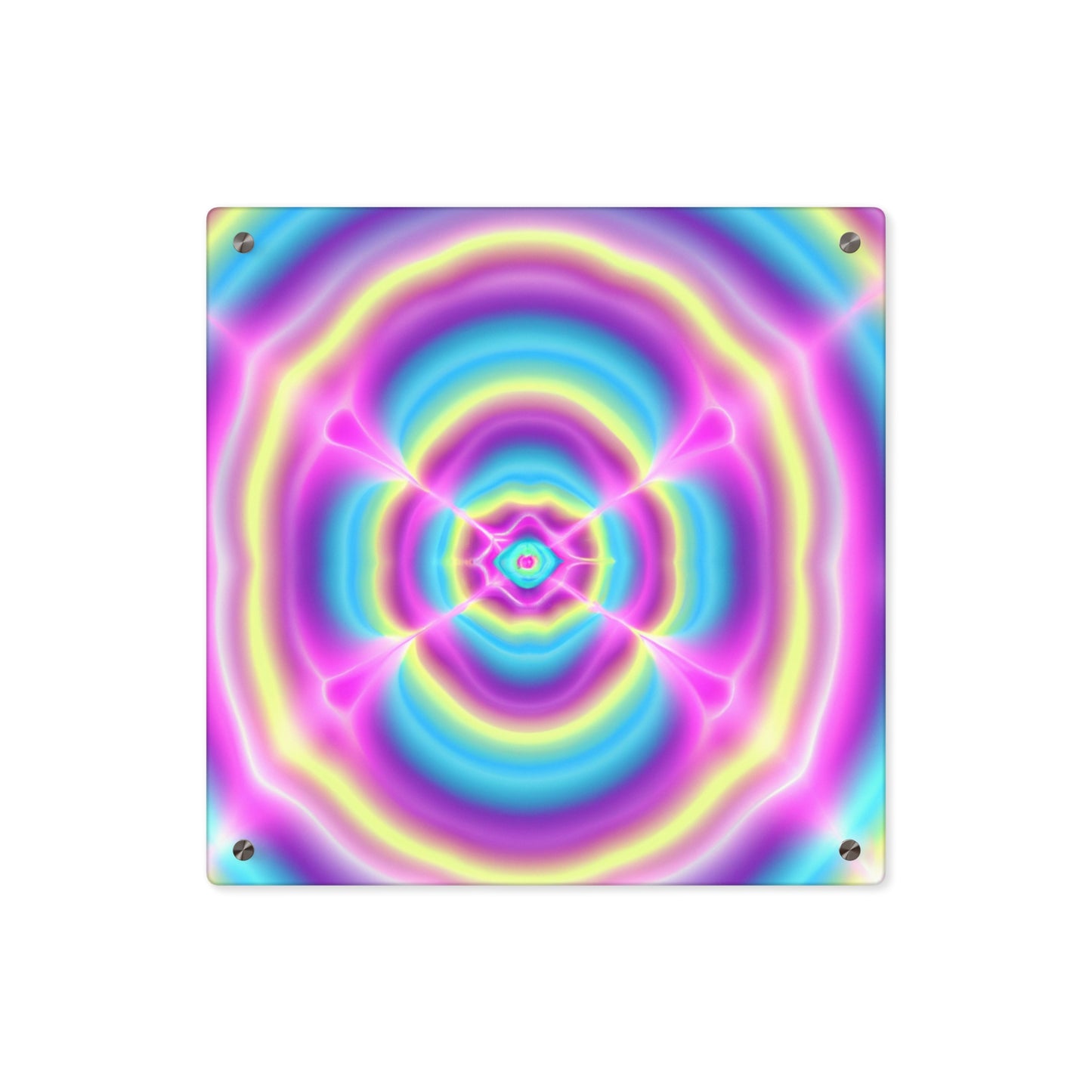 Vivid Vortex of Neon Mysticism. Trippy Infinity Patterns Acrylic Art Panel