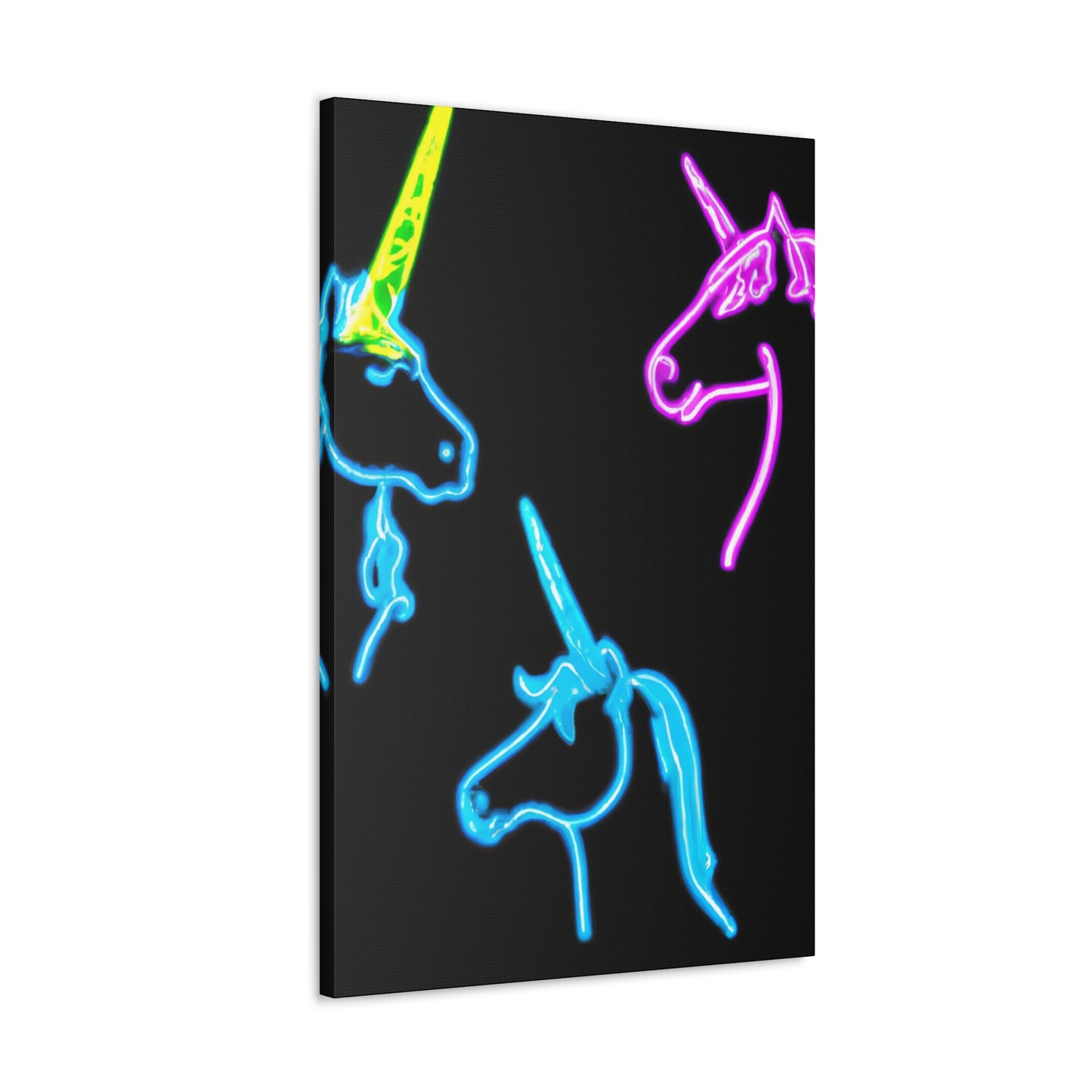 Vibrant Neon Fantasy NEON Unicorns Art Canvas