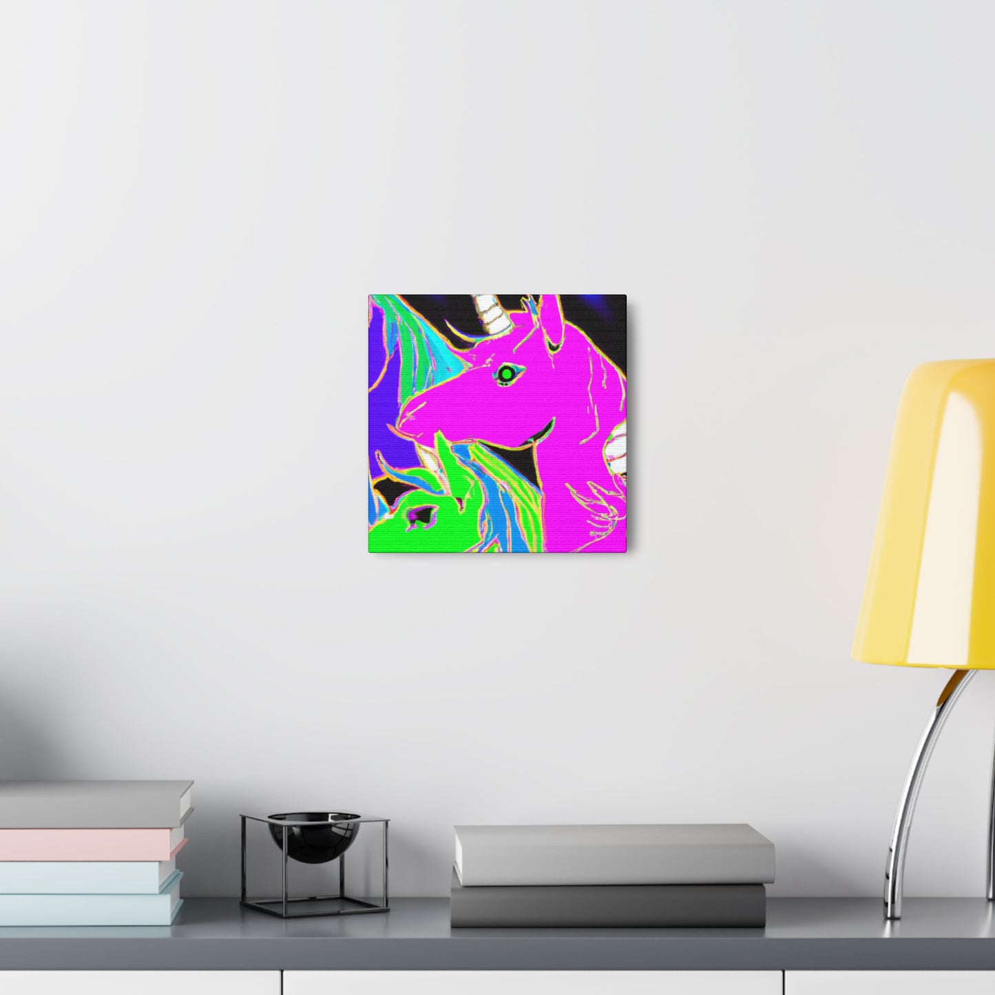 "Neon Rainbow Posse" NEON Unicorns Art Canvas