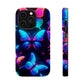 "Neon Flight Frenzy" Neon Butterflies Premium Art Magsafe Magnet Tough IPhone 13 14 15 Pro Plus Max and Mini in Matte and Glossy Phone cases