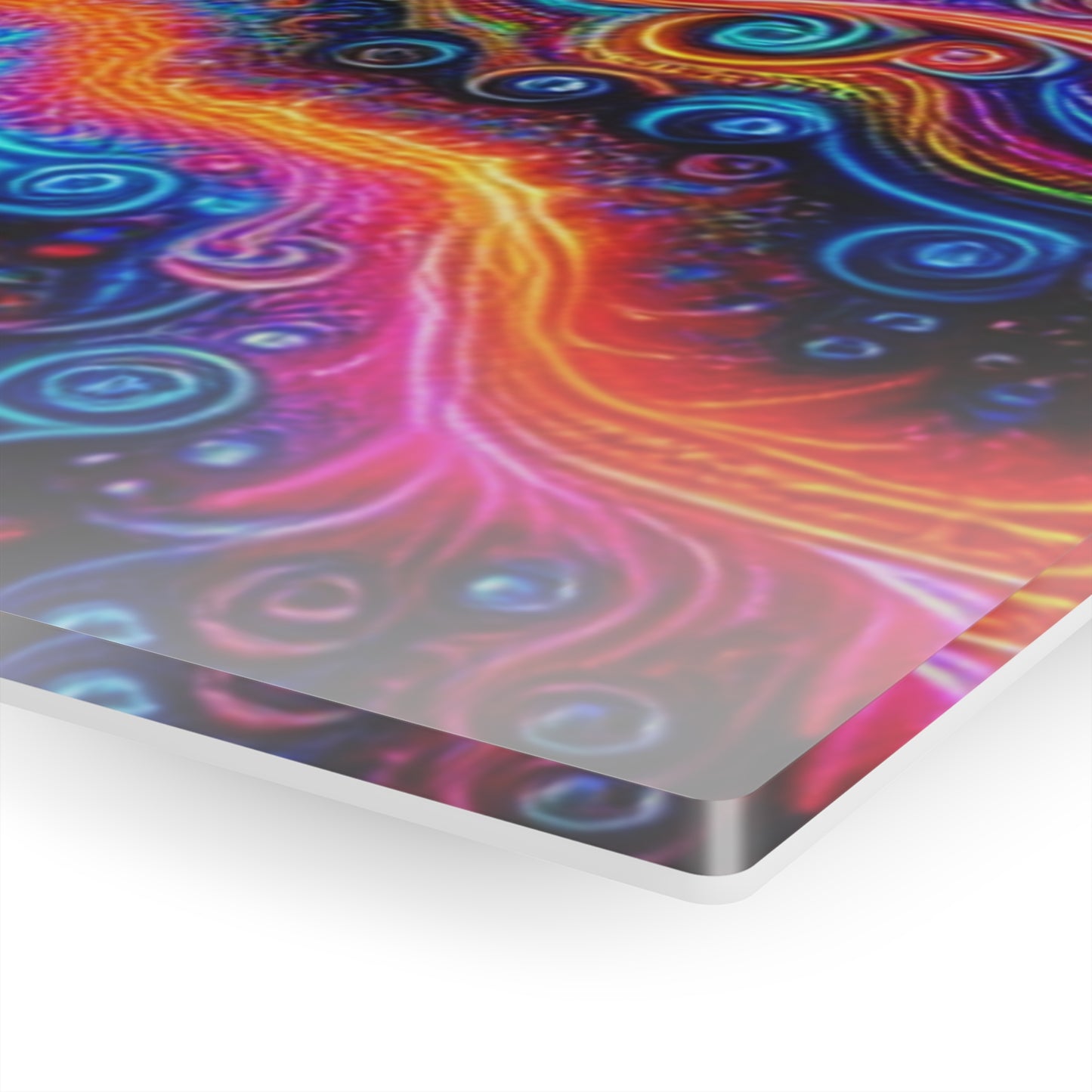 Vivacious Vortex of Neon Infinity. Trippy infity Pattern 1/4" Glossy Acrylic Art
