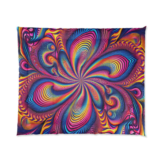Neon Infinity Fantasia. Trippy Infinity Patterns Comforter Blanket