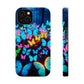 "Scintillating Swirls of Neon Butterflies" Neon Butterflies Premium Art Magsafe Magnet Tough IPhone 13 14 15 Pro Plus Max and Mini in Matte and Glossy Phone cases
