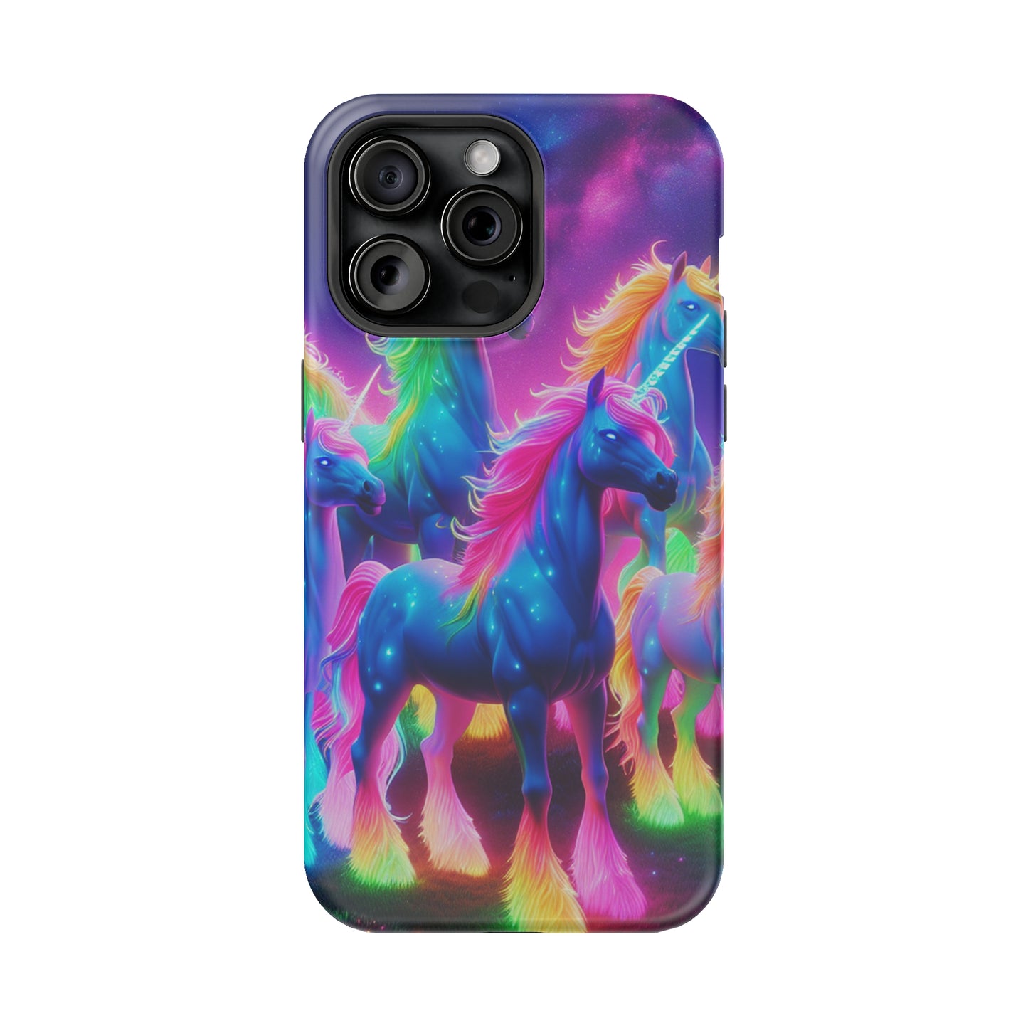 Neon Unicorn Congregation Neon Unicorns Premium Art Magsafe Magnet Tough IPhone 13 14 15 Pro Plus Max and Mini in Matte and Glossy Phone cases