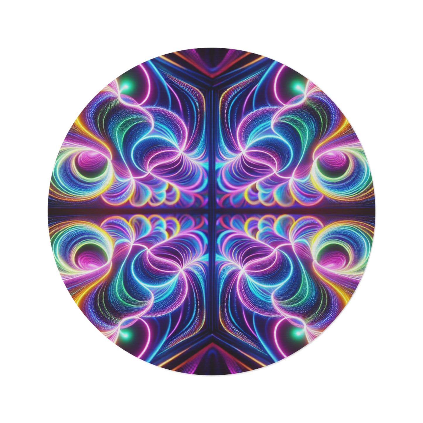 Luminous Psychedelic Endless Voyage. Infinity Patterns Round Rug