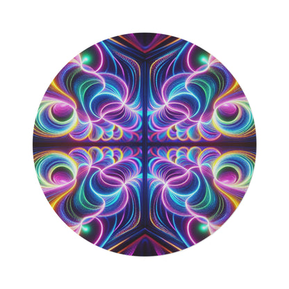 Luminous Psychedelic Endless Voyage. Infinity Patterns Round Rug
