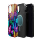 "Radiant Glowing Flight" Neon Butterflies Premium Art Magsafe Magnet Tough IPhone 13 14 15 Pro Plus Max and Mini in Matte and Glossy Phone cases