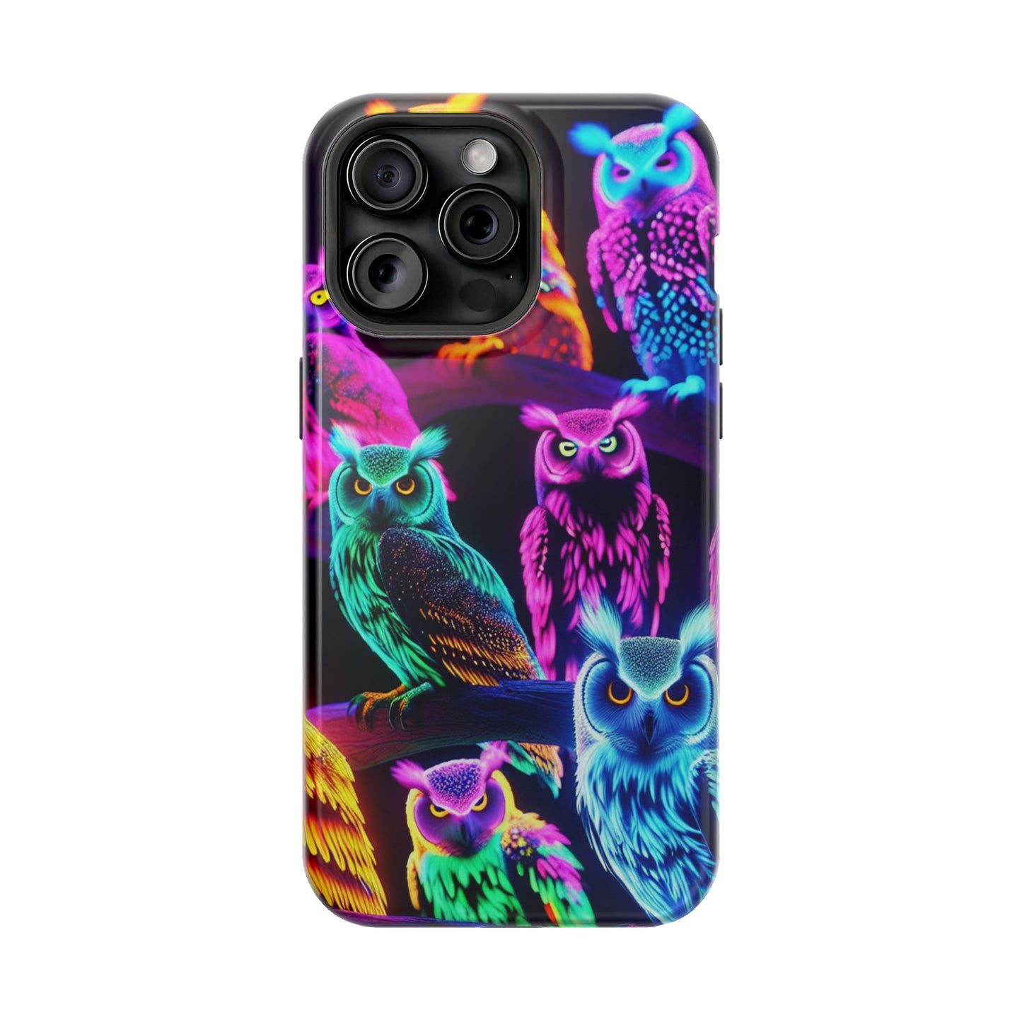 Neon Night Owls. Neon Owls Premium Art Magsafe Magnet Tough IPhone 13 14 15 Pro Plus Max and Mini in Matte and Glossy Phone cases