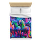 Gian Lorenzo Bernini - NEON Unicorns Microfiber Duvet Cover