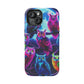 "Neon Splash of Owls" Neon Owls Premium Art Magsafe Magnet Tough IPhone 13 14 15 Pro Plus Max and Mini in Matte and Glossy Phone cases