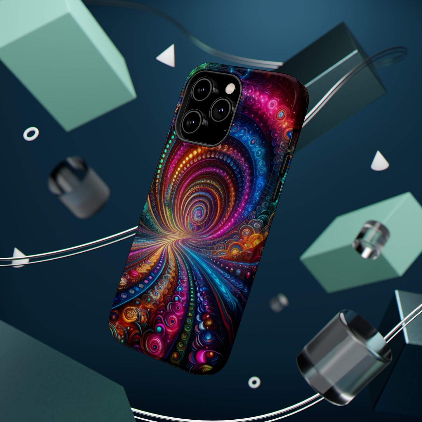 Neon Eternal Infinity Oasis. Neon Trippy Infinity Patterns Premium Art Magsafe Magnet Tough IPhone 13 14 15 Pro Plus Max and Mini in Matte and Glossy Phone cases