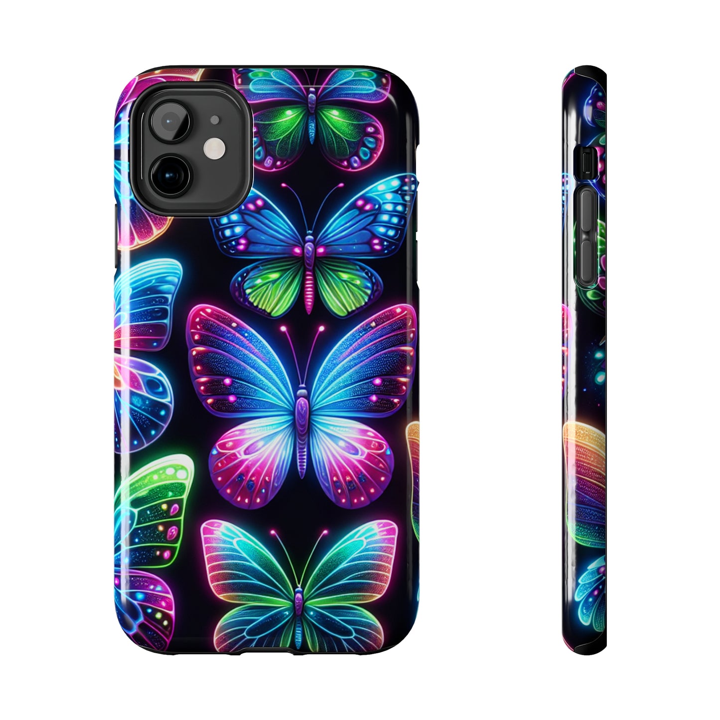 "Dance of the Neon Butterflies" NEON Butterflies Tough Phone Case Iphone 6 7 8 9 10 11 12 13 14 SE X XR XS Pro Max Mini Plus