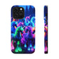 "Neon Fantasyland" Neon Unicorns Premium Art Magsafe Magnet Tough IPhone 13 14 15 Pro Plus Max and Mini in Matte and Glossy Phone cases