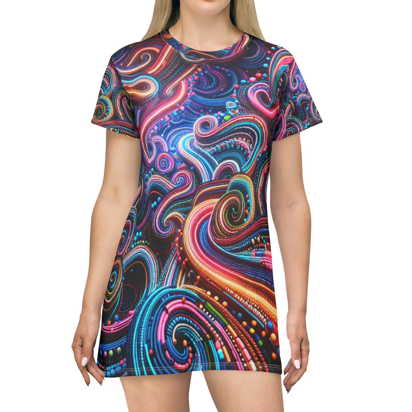 Vortex of Vibrant Radiance. Infinity Patterns Womans T Shirt Dress