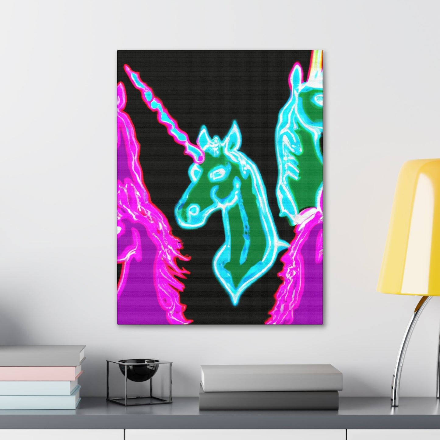 'Unicorns of the Electric Rainbow' NEON Unicorns Art Canvas