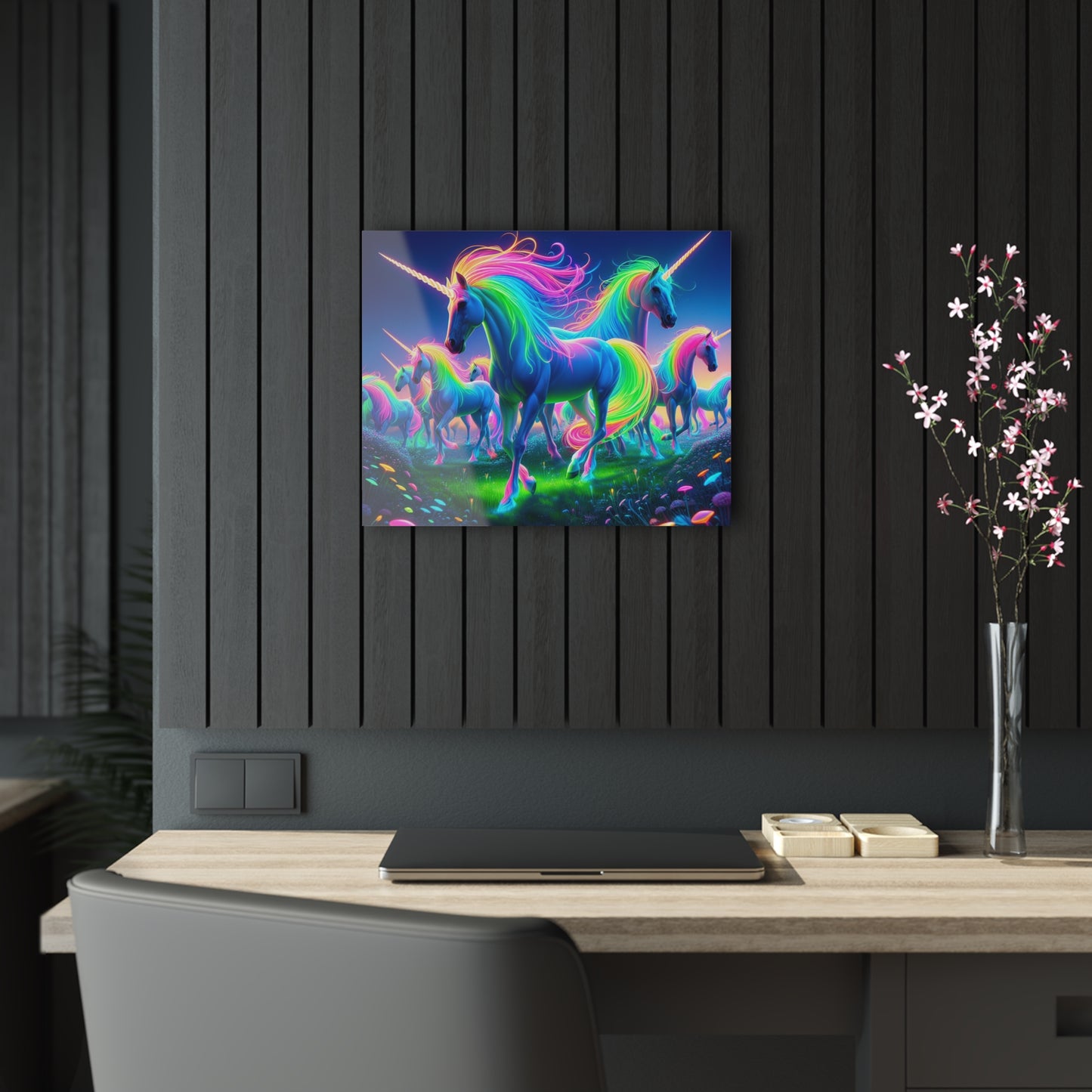 Neon Unicorn Spectacle NEON Unocrons Art 1/4" Glossy Acrylic Art