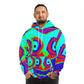 Vividly Glowing Nocturnal Dance - NEON Owls AOP Hoodie
