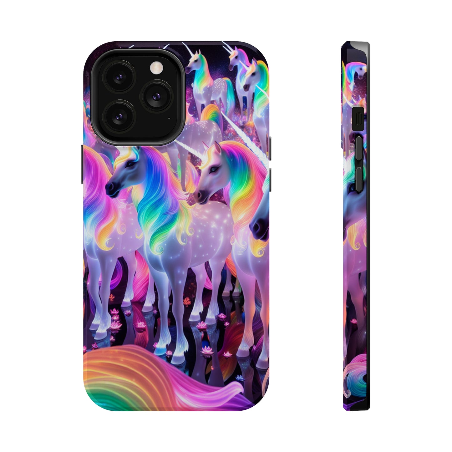 Neon Wonderland Unicorns Neon Unicorns Premium Art Magsafe Magnet Tough IPhone 13 14 15 Pro Plus Max and Mini in Matte and Glossy Phone cases