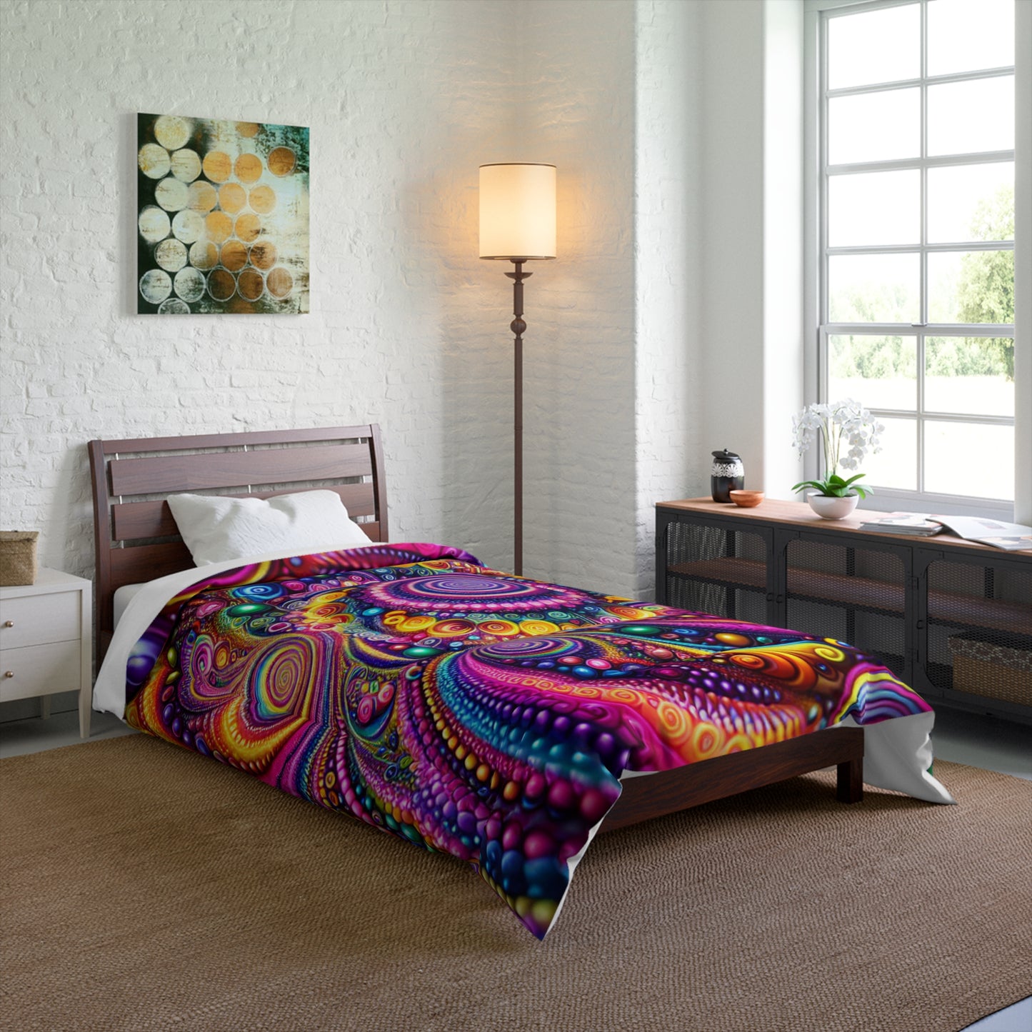 "Infinite Neon Dreamscape" Trippy Infinity Patterns Comforter Blanket