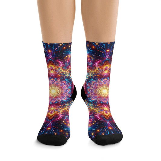 TDB Psychedelic Spiraling Nebulosity. Trippy Recycled Poly Socks