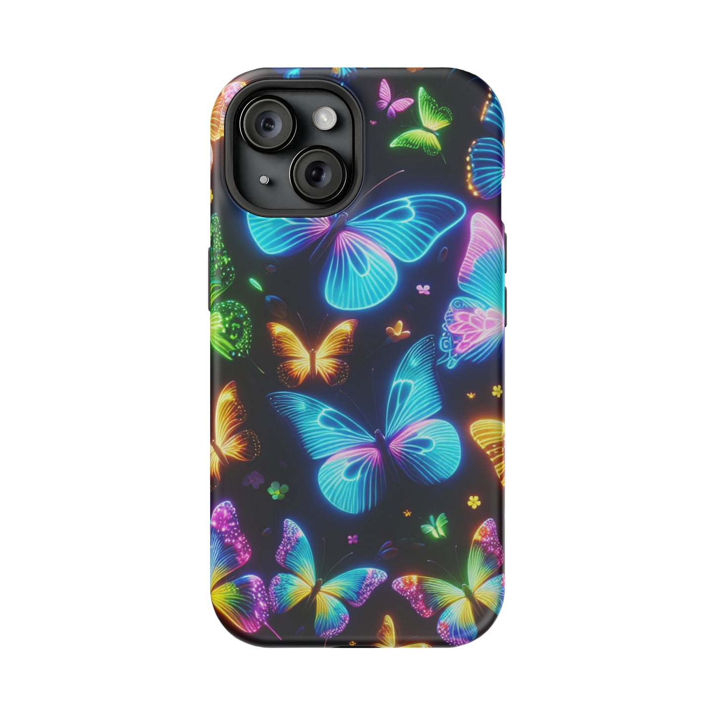 Luminous Butterfly Radiance Neon Butterflies Premium Art Magsafe Magnet Tough IPhone 13 14 15 Pro Plus Max and Mini in Matte and Glossy Phone cases