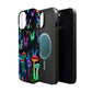 "Neon Burst Wonderland". Neon Butterflies and Mushrooms Premium Art Magsafe Magnet Tough IPhone 13 14 15 Pro Plus Max and Mini in Matte and Glossy Phone cases