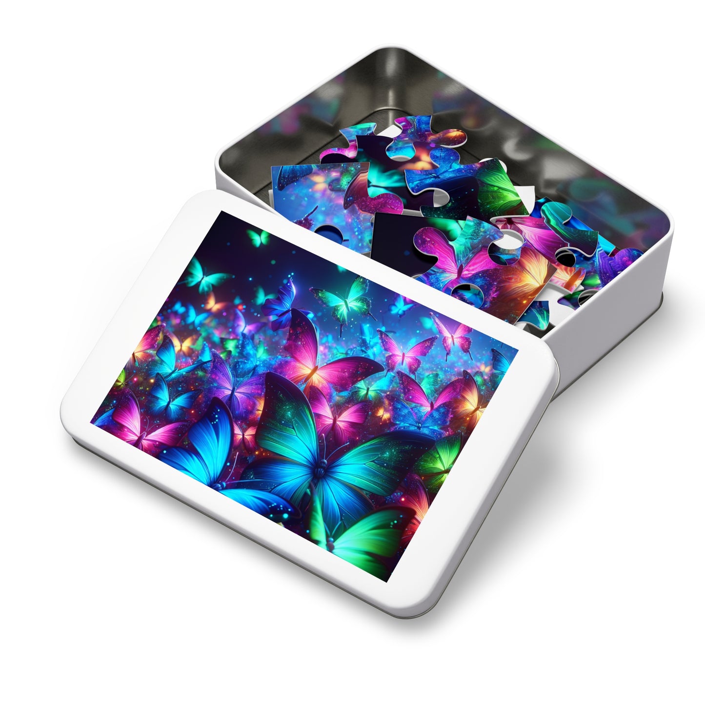 Neon Flutter. - Neon Butterflies Puzzle30, 110, 252, and 1000 Pieces